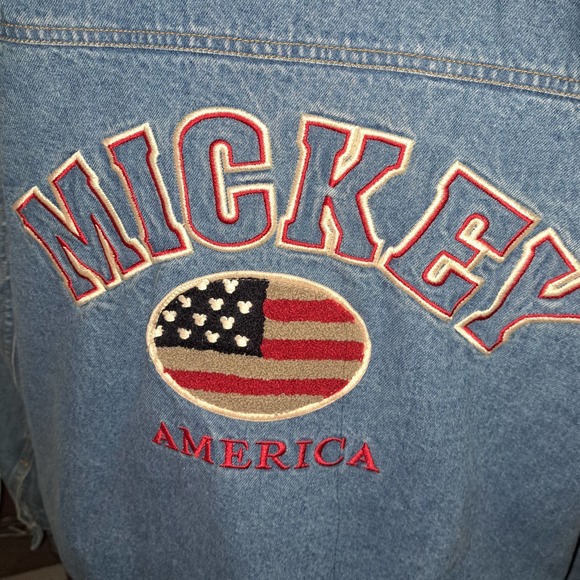 MICKEY & Co-Mickey Mouse AMERICA Denim Jacket sz Large Unisex - Picture 5 of 10
